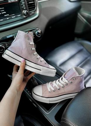 Жіночі кеди  converse high platform lilac женские кеды2 фото