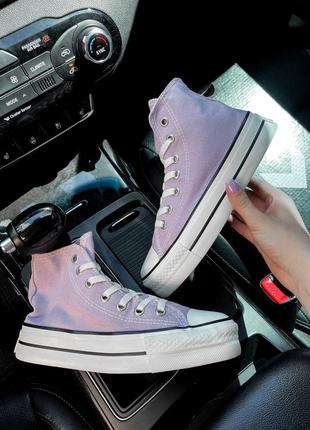 Жіночі кеди  converse high platform lilac женские кеды8 фото