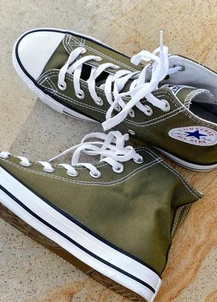 Жіночі кеди  converse chuck 70 classic high top khaki женские кеды конверсы3 фото