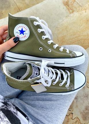 Жіночі кеди  converse chuck 70 classic high top khaki женские кеды конверсы8 фото