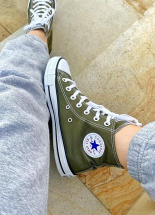 Жіночі кеди  converse chuck 70 classic high top khaki женские кеды конверсы5 фото