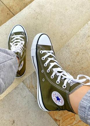 Жіночі кеди  converse chuck 70 classic high top khaki женские кеды конверсы9 фото