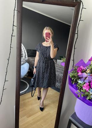 Черное платье в белый горошек р. s