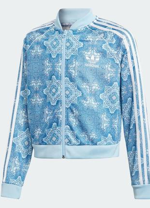 Детская спортивная куртка олимпийка ветровка теплая утепленная голубая белыми полосками adidas адида3 фото