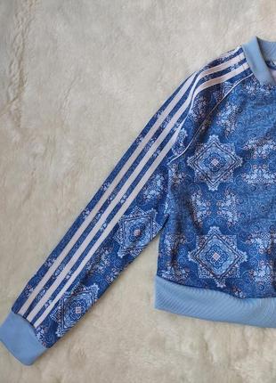 Детская спортивная куртка олимпийка ветровка теплая утепленная голубая белыми полосками adidas адида6 фото