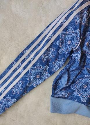 Детская спортивная куртка олимпийка ветровка теплая утепленная голубая белыми полосками adidas адида7 фото