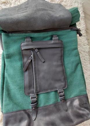 Рюкзак кожа + ткань украинского бренда level2 фото