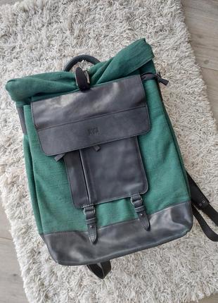 Рюкзак кожа + ткань украинского бренда level1 фото