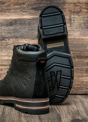 Ботинки кожаные зимние wrangler aviator black4 фото