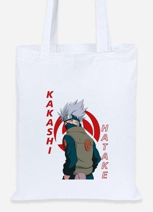 Еко-сумка шоппер lite гатаке какаши наруто (hatake kakashi) (92102-2820) біла2 фото