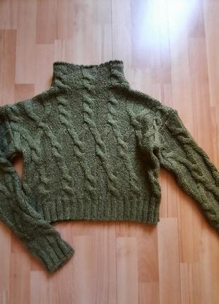 Укорочений светр, колір трава, рукава подовжені,під горло3 фото