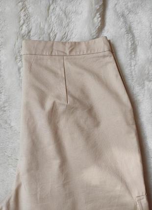 Белые бежевые кремовые штаны джоггеры с карманами по бокам карго брюки женские батал10 фото