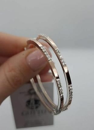 Серебряные серьги кольца 925 пробы с золотыми пластинами 375 проб