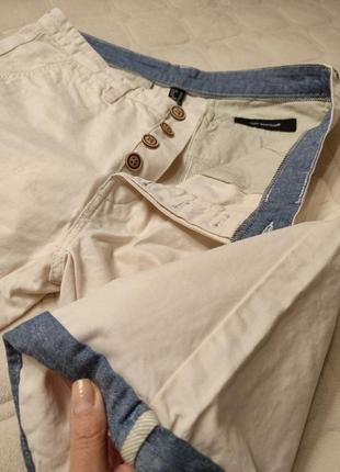 Стильные мужские шорты с кармашками и джинсовым отворотом молочного цвета размер 32/40 замеры в описании5 фото