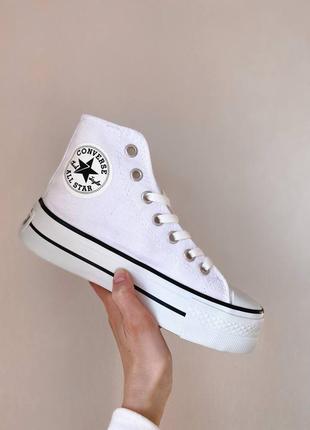 Жіночі кеди  converse buty  chuk taylor  high sole white женские кеды конверсы