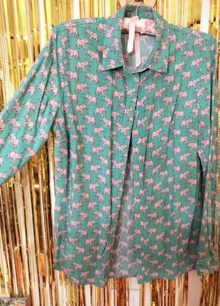 Блузка/ сорочка зелена/ принт