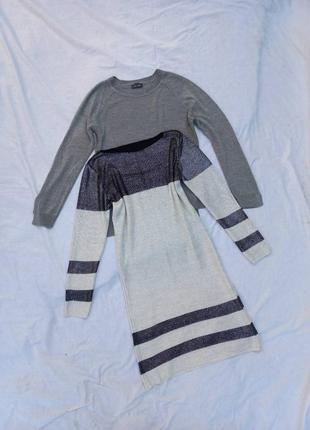 Теплое вязаное платье с шерстью