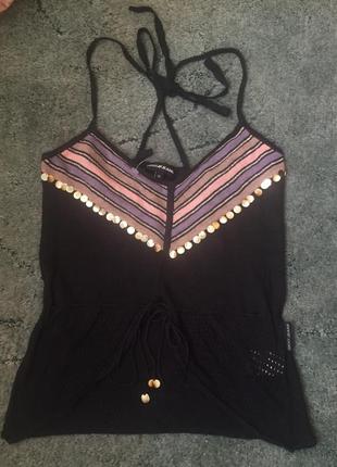 Стильный льняной кроп топ dkny (donna karan),лен,  xs s вязанный, лен, трендовый, премиум оригинал