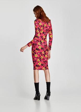 Zara длинное облегающее платье цветочный принт португалия /6021/7 фото