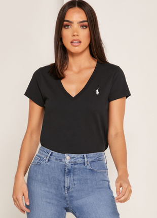 Брендовий базова чорна жіноча футболка ralph lauren, розмір 42 - 44