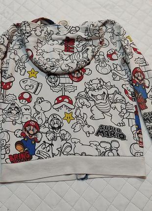 Стильна кофта зіп худі super mario nintendo primark.3 фото