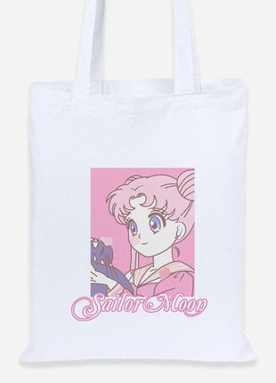 Эко сумка шопер lite сейлор мун (sailor moon) (92102-2914) белая2 фото