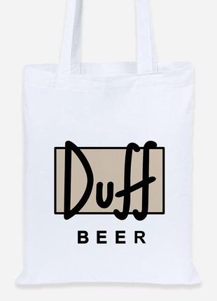 Эко сумка шопер lite симпсоны дафф (the simpsons duff beer) (92102-1995) белая2 фото