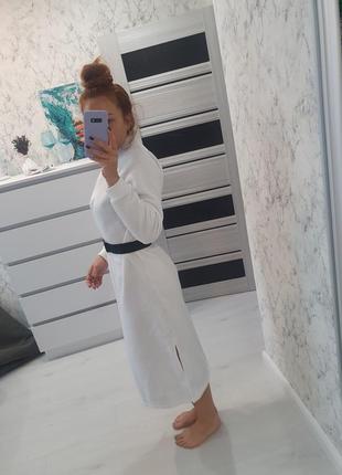 Тепле довге плаття біле сумня міді3 фото