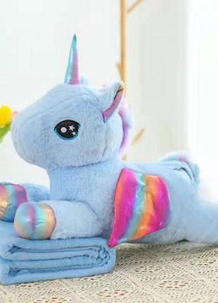 Единорог мягкая игрушка с пледом , 3в1 игрушка подушка плед трансформер