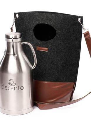 Гроулер - термос для пива decanto 1,9 л. с сумкой нержавеющая сталь