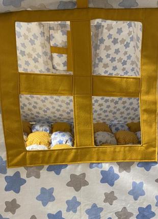Детская палатка - вигвам «желтый летчик» от 3 лет 100% коттон матрасик (бомбон) + 2 подушки, флажки,3 фото