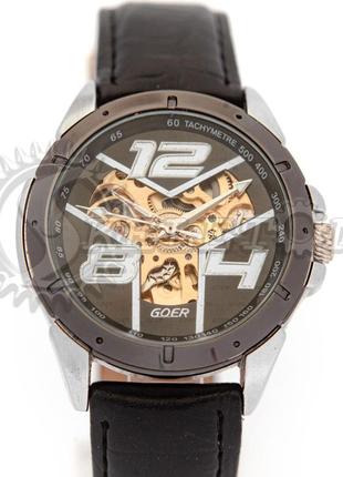 Часы мужские механические skeleton black sport auto3 фото