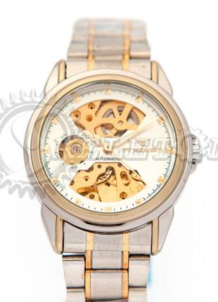 Часы мужские механические skeleton fageen white gold auto2 фото