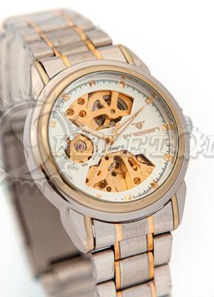 Часы мужские механические skeleton fageen white gold auto3 фото