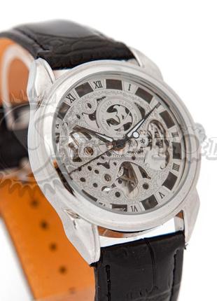 Часы мужские механические skeleton flent silver auto3 фото