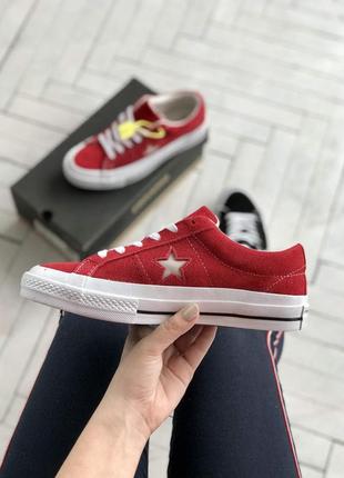 Жіночі кеди  converse red white женские кеды конверсы