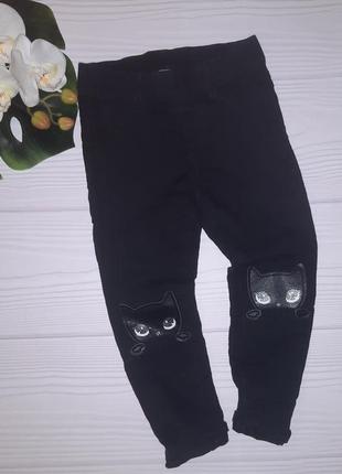 Стрейчевые джинсики с кошками р 1,5-2 года