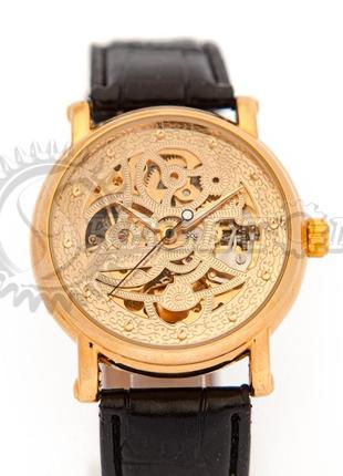 Часы мужские механические skeleton forsining gold crystal auto2 фото