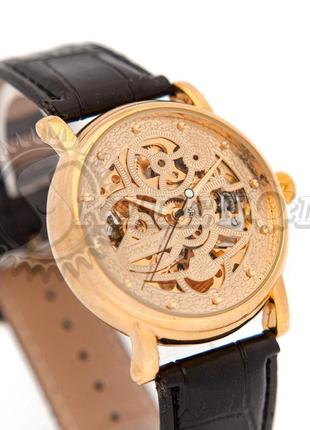 Часы мужские механические skeleton forsining gold crystal auto3 фото