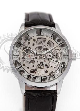 Часы мужские механические skeleton clear silver auto2 фото