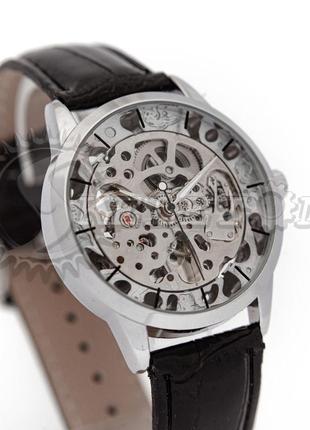 Часы мужские механические skeleton clear silver auto3 фото