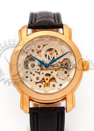 Часы мужские механические skeleton m luxe gold silver auto2 фото