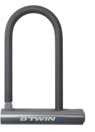 Велосипедный замок u-образный (велозамок) b'twin 540г (длина 16,5 см) черный
