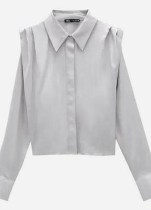 Стильна актуальна вкорочена блуза сорочка zara, розмір s oversize