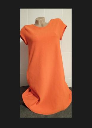 Помаранчева сукня міді, трапеція.1 фото