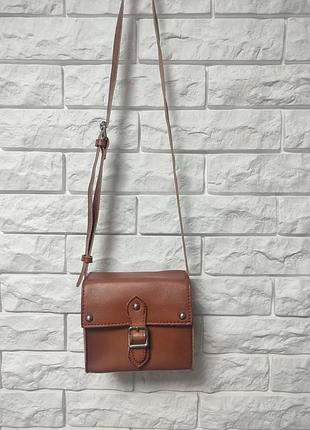 Zara маленькая кожаная коричневая квадратная сумочка кроссбод. сумка косметичка