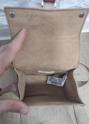 Zara маленькая кожаная коричневая квадратная сумочка кроссбод. сумка косметичка