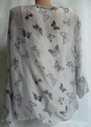 Нежная блуза шелк с бабочками италия4 фото