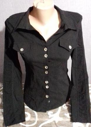 Черная рубашка с длинным рукавом3 фото