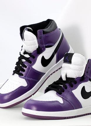 Женские высокие кожаные кроссовки nike air jordan (натуральная кожа, мех)#найк